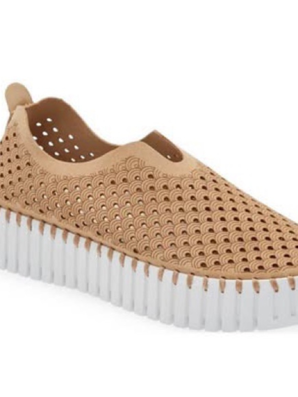 Ilse Jacobsen Tan Perforated Slip-On with White Platform Sole
